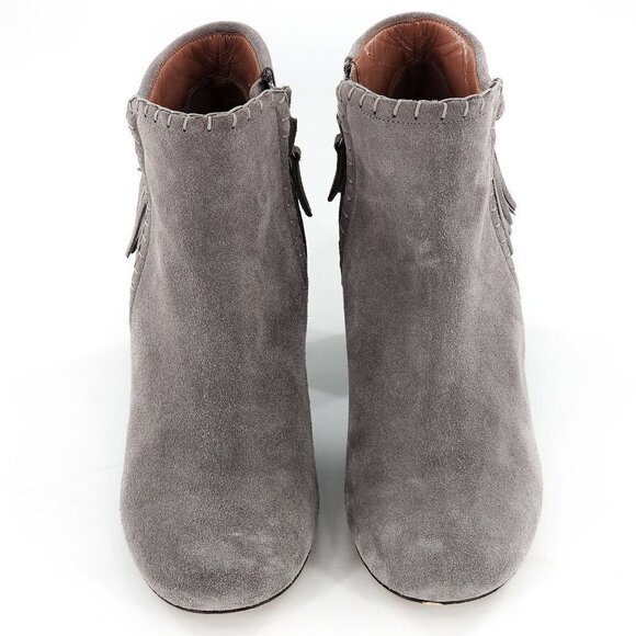 TABITHA SIMMONS Gray Suede Fringed Ankle Bootie - Picture 3 of 10